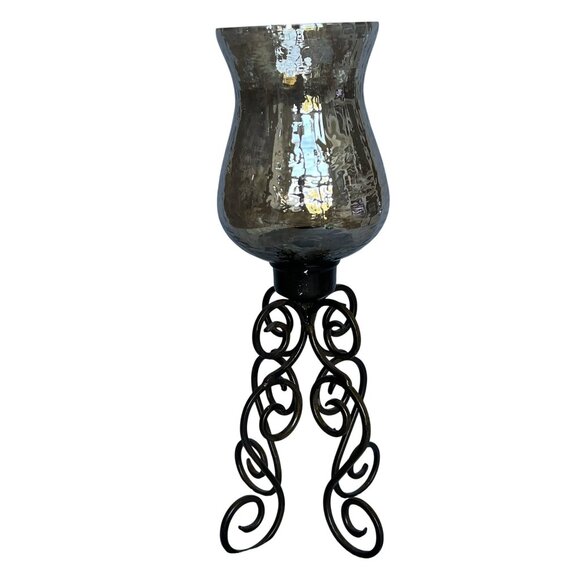 Home Essentials & Beyond 16" Wrought Iron Mercury Glass Hurricane Candle Holder - Picture 5 of 12